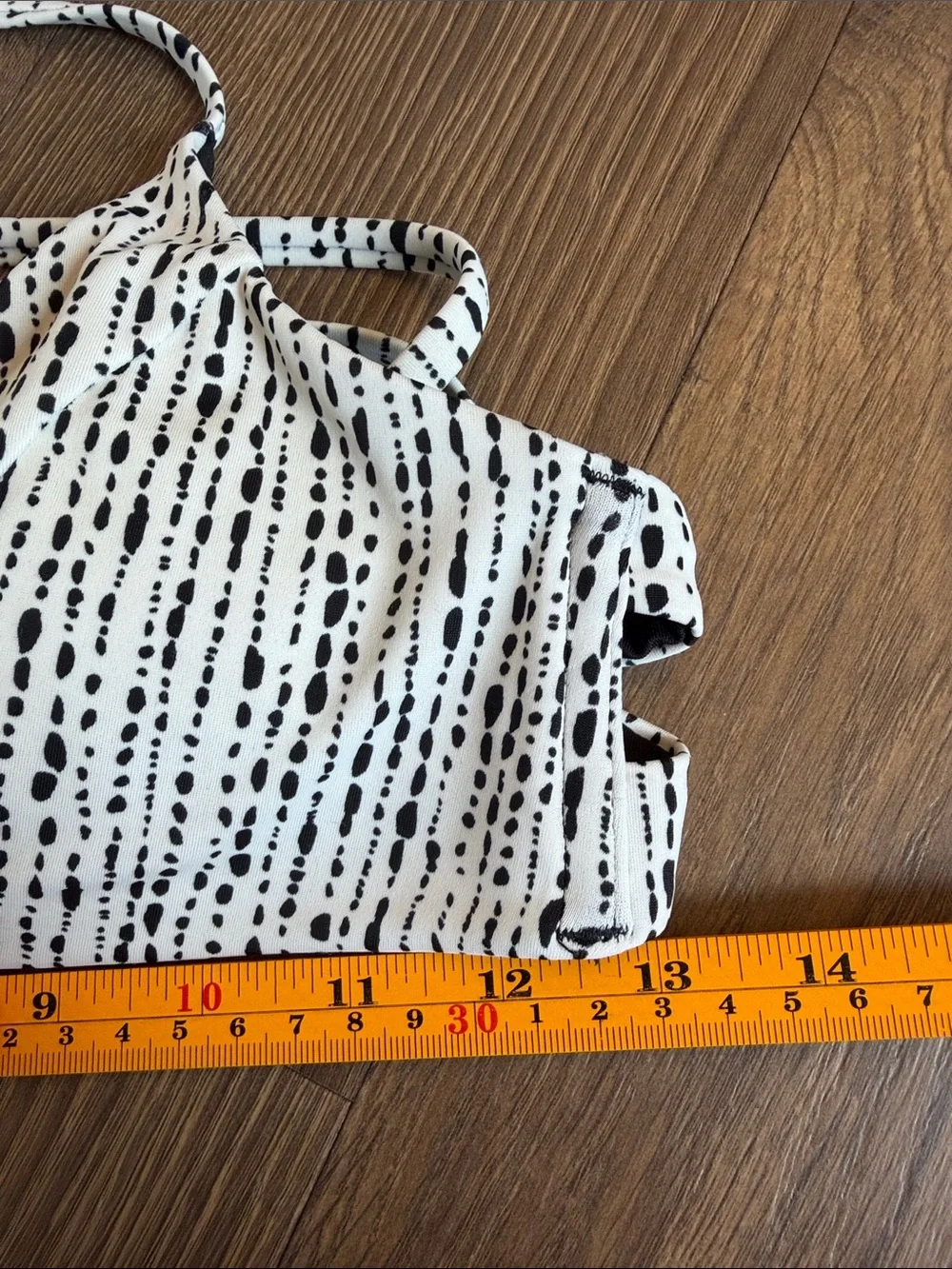 Athleta Triangle Bikini Top A-C Black & White Rice Pearls Sea Salt Cross Tie S